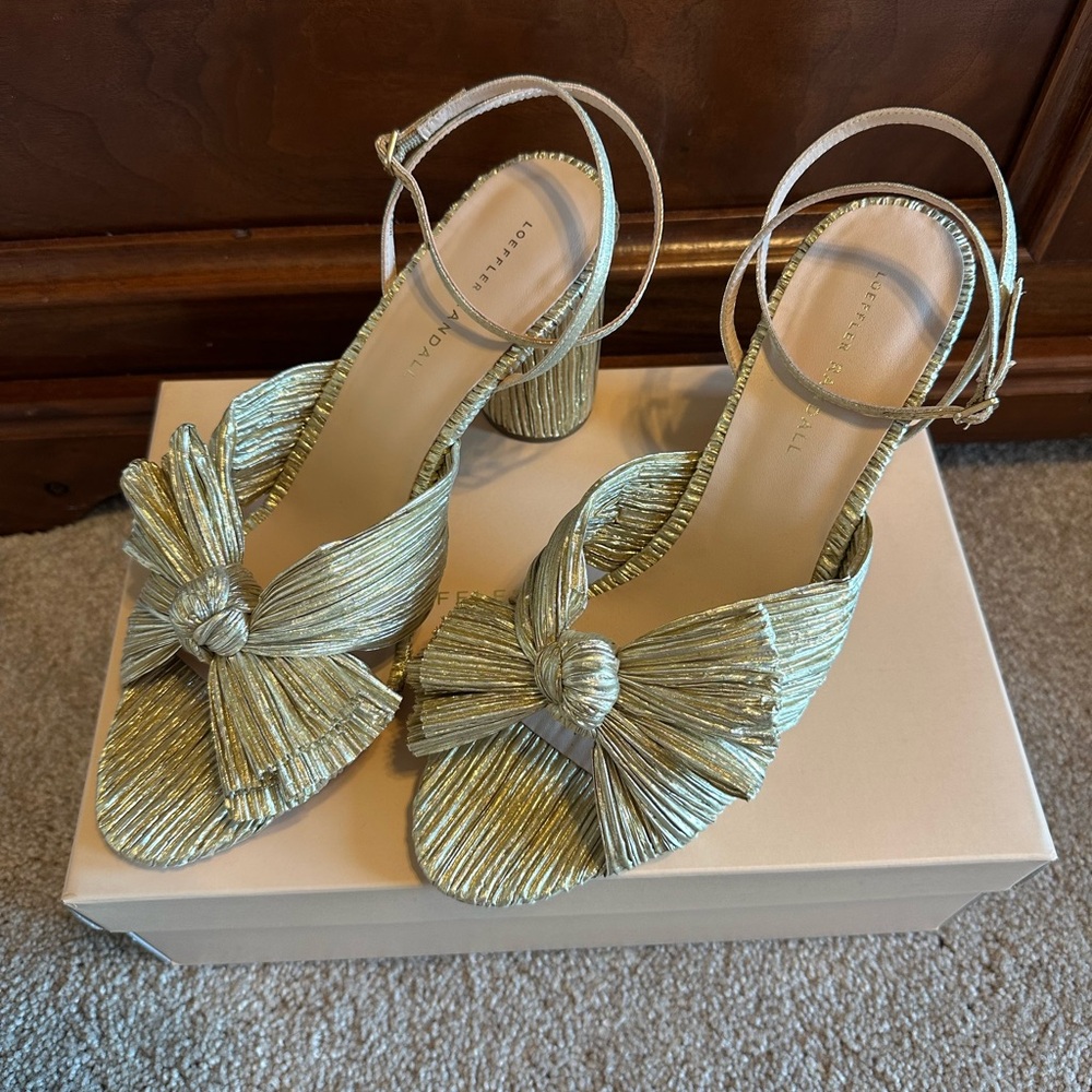 Loeffler Randall Camellia Gold Pleated Bow Heel - Picture 7 of 12